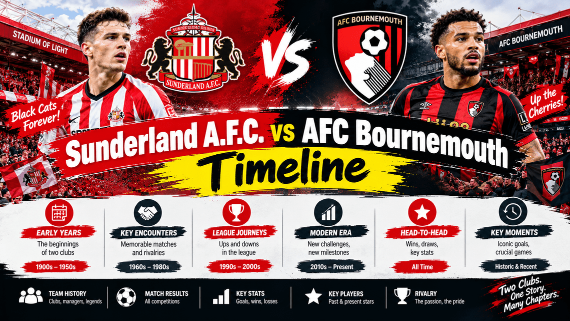 Sunderland A.F.C. vs AFC Bournemouth Timeline